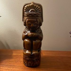 Vintage Kahlua ceramic decanter bottle tiki Aztec Mayan